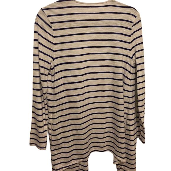 Chico's Striped Cotton The Ultimate Tee Collection Cotton Nautical Cardigan SZ 0 - Picture 9 of 10